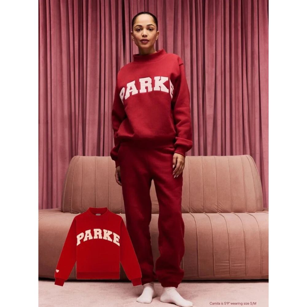 NWT Parke Official Valentine's Varsity Mockneck Crimson Peony L/XL *SOLD OUT*
